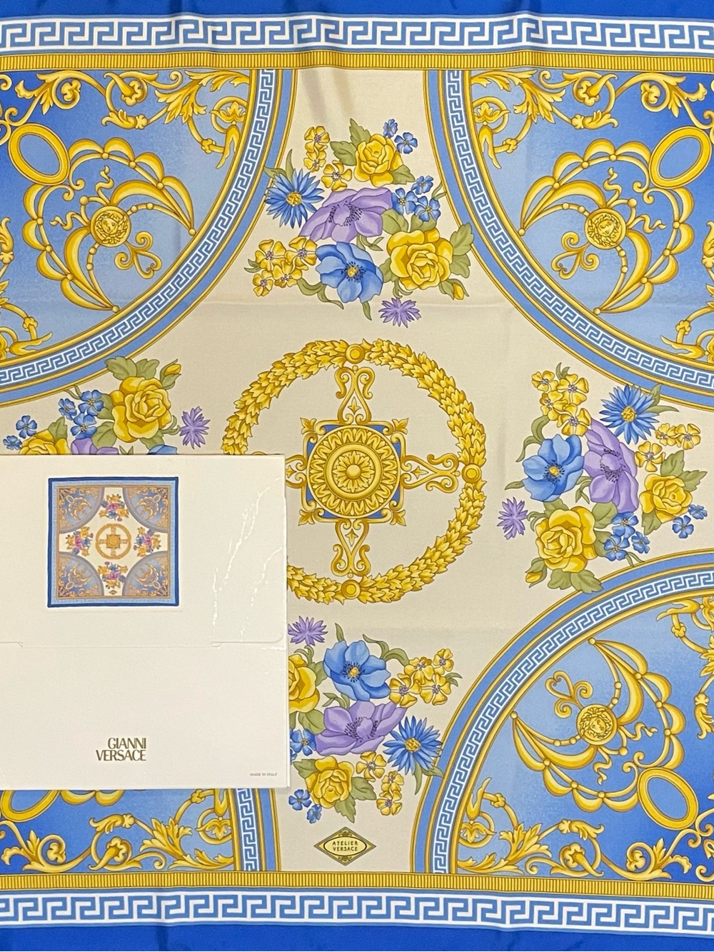 Atelier Versace Silk Scarf 26 In Mint Unworn Condition w/original Envelope